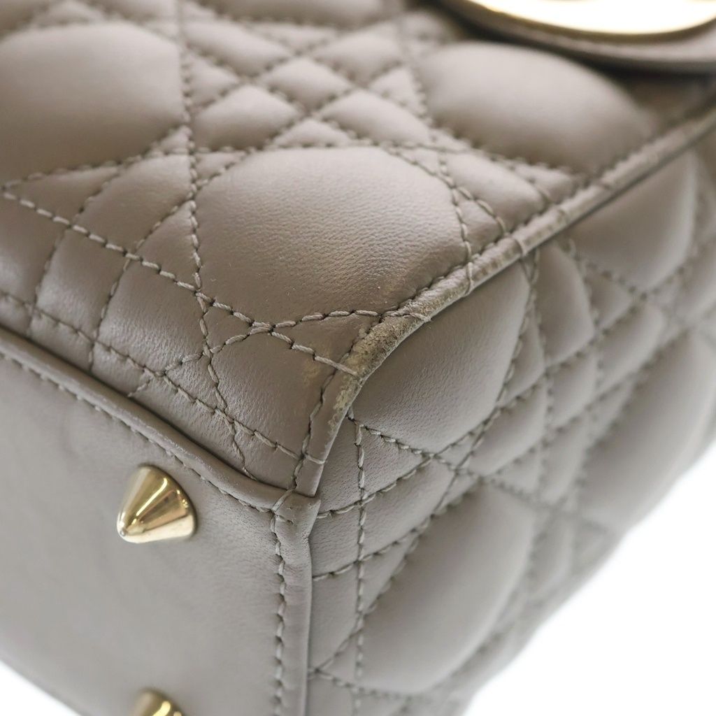 Dior Lady Myabcdior Small 2-Way Shoulder Bag Gray Leather Gold — view 6