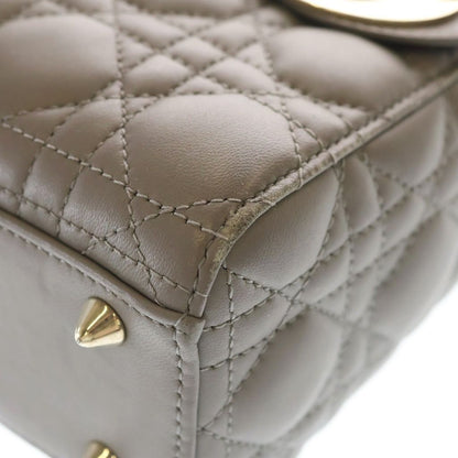 Dior Lady Myabcdior Small 2-Way Shoulder Bag Gray Leather Gold — view 6