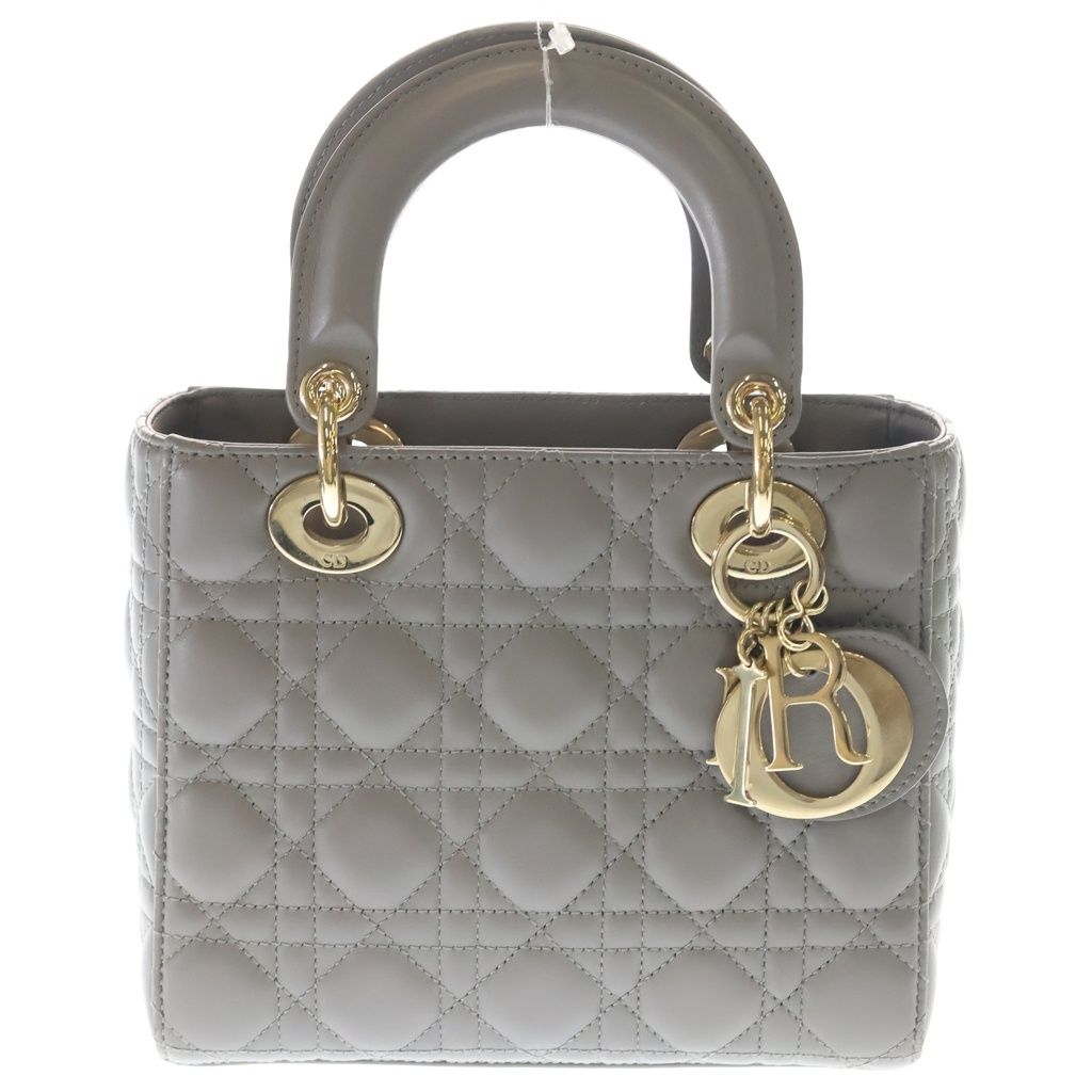 Dior Lady Myabcdior Small 2-Way Shoulder Bag Gray Leather Gold