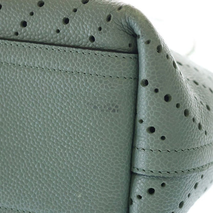 Chanel Stitch Tote Light Green Leather Silver — view 6