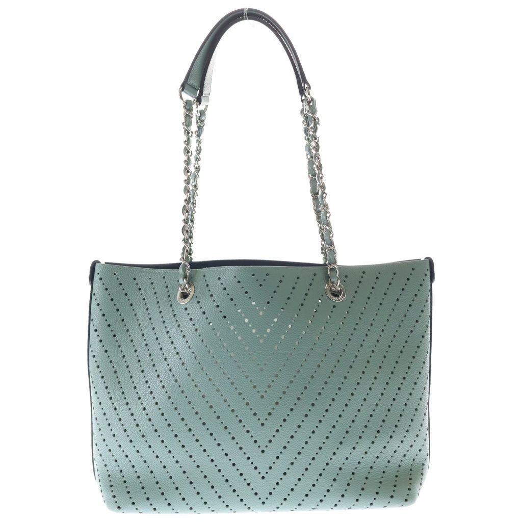 Chanel Stitch Tote Light Green Leather Silver — view 2
