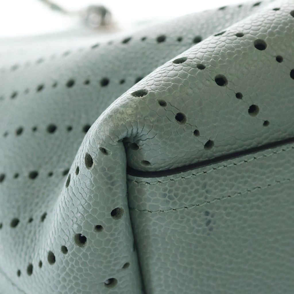 Chanel Stitch Tote Light Green Leather Silver — view 7