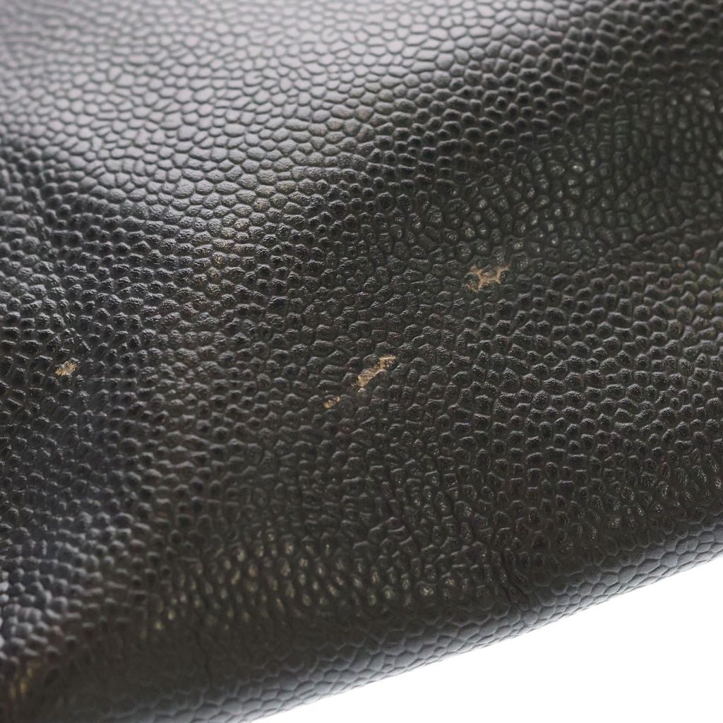 Chanel CC Logo Small Tote Caviar Leather Handbag Gold Black — view 6