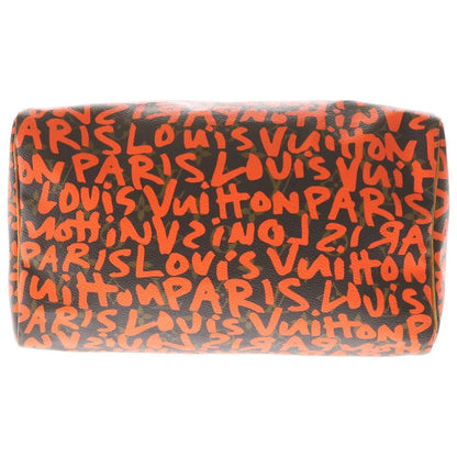 Louis Vuitton Speedy 30 Monogram Graffiti Leather Handbag Gold Brown Orange — view 4