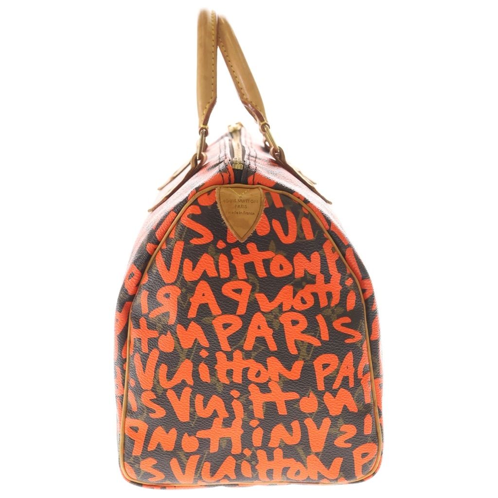 Louis Vuitton Speedy 30 Monogram Graffiti Leather Handbag Gold Brown Orange — view 3