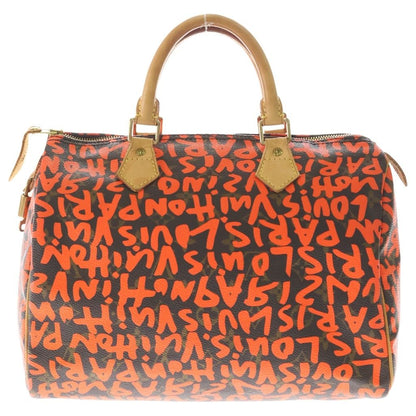 Louis Vuitton Speedy 30 Monogram Graffiti Leather Handbag Gold Brown Orange — view 2