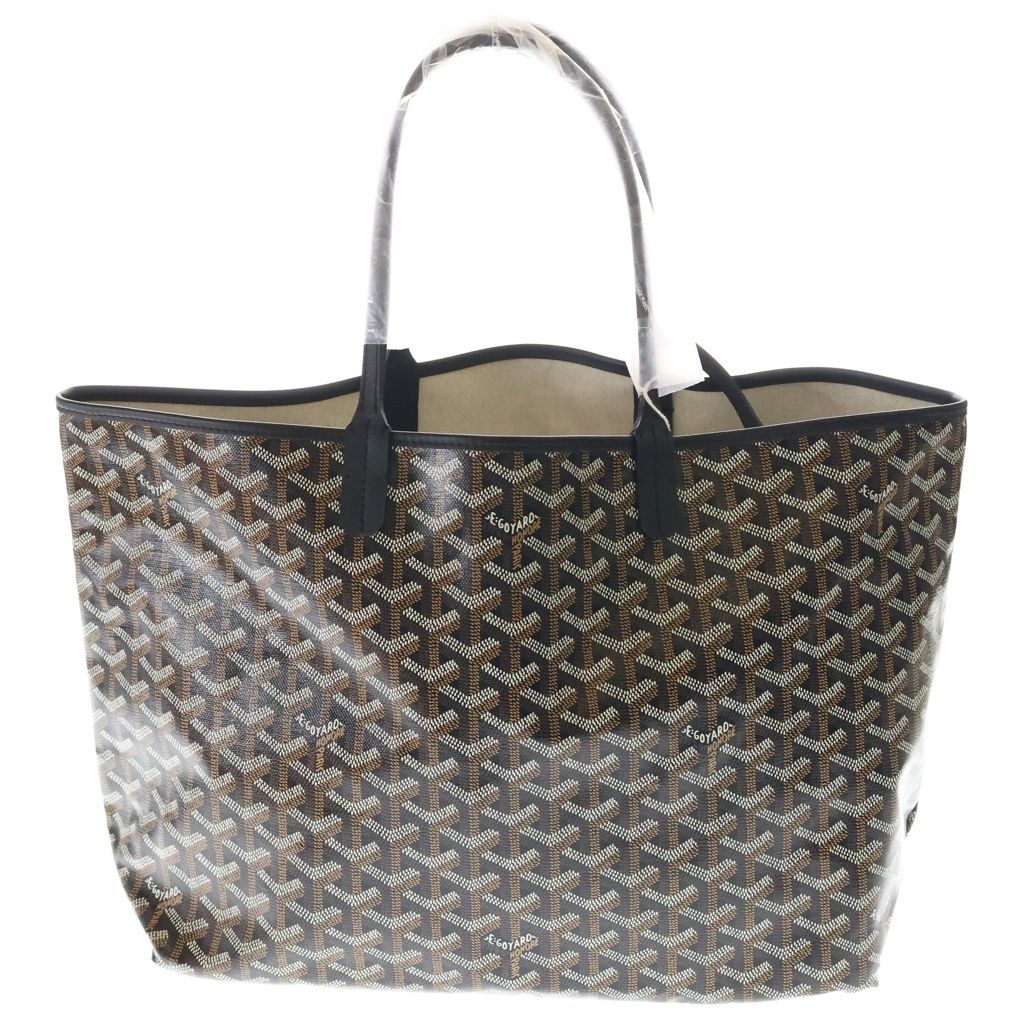 Goyard Saint Louis PM Canvas Leather Tote Black Brown