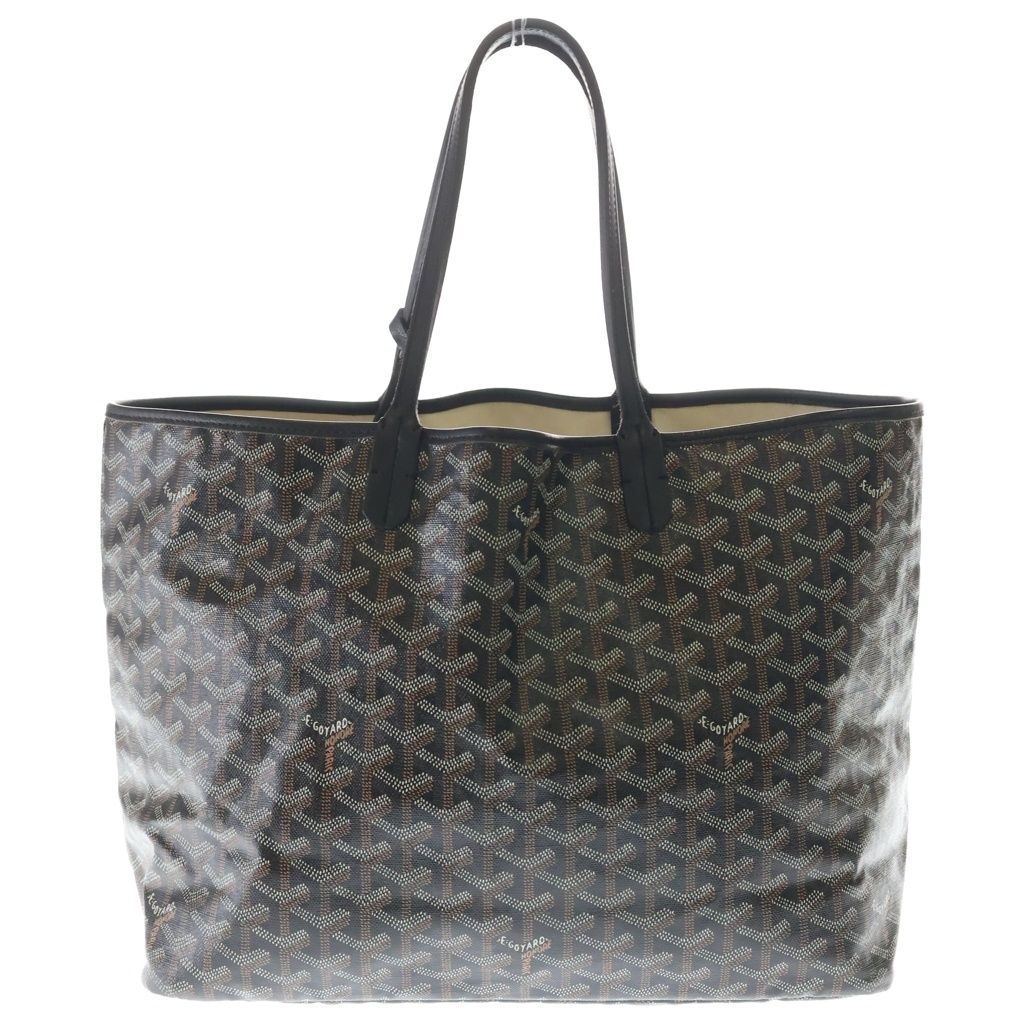 Goyard Saint Louis PM Canvas Leather Tote Black Brown — view 2