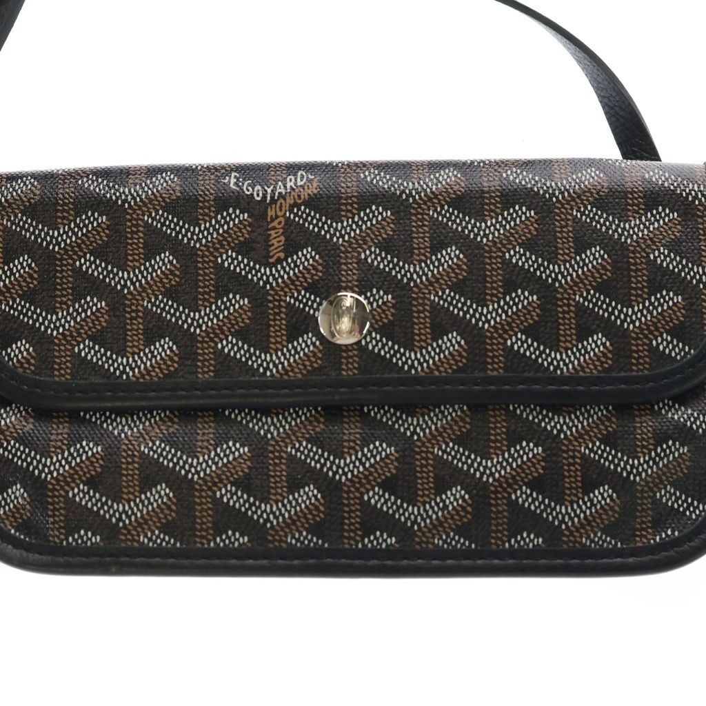 Goyard Saint Louis PM Canvas Leather Tote Black Brown — view 6