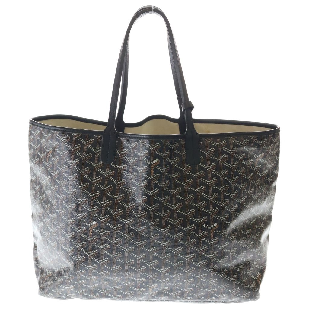 Goyard Saint Louis PM Canvas Leather Tote Black Brown