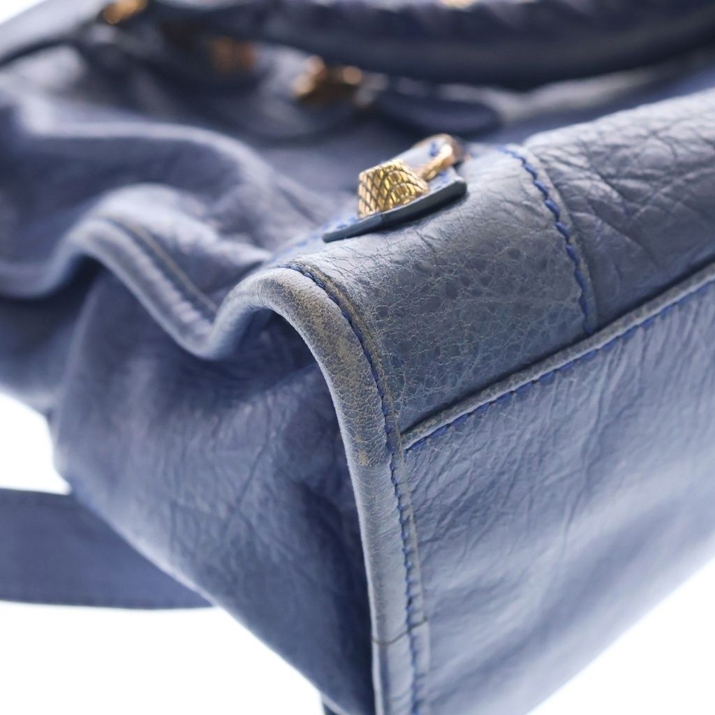 Balenciaga Giant City 2-Way Shoulder Bag Blue Leather Pink Gold — view 6