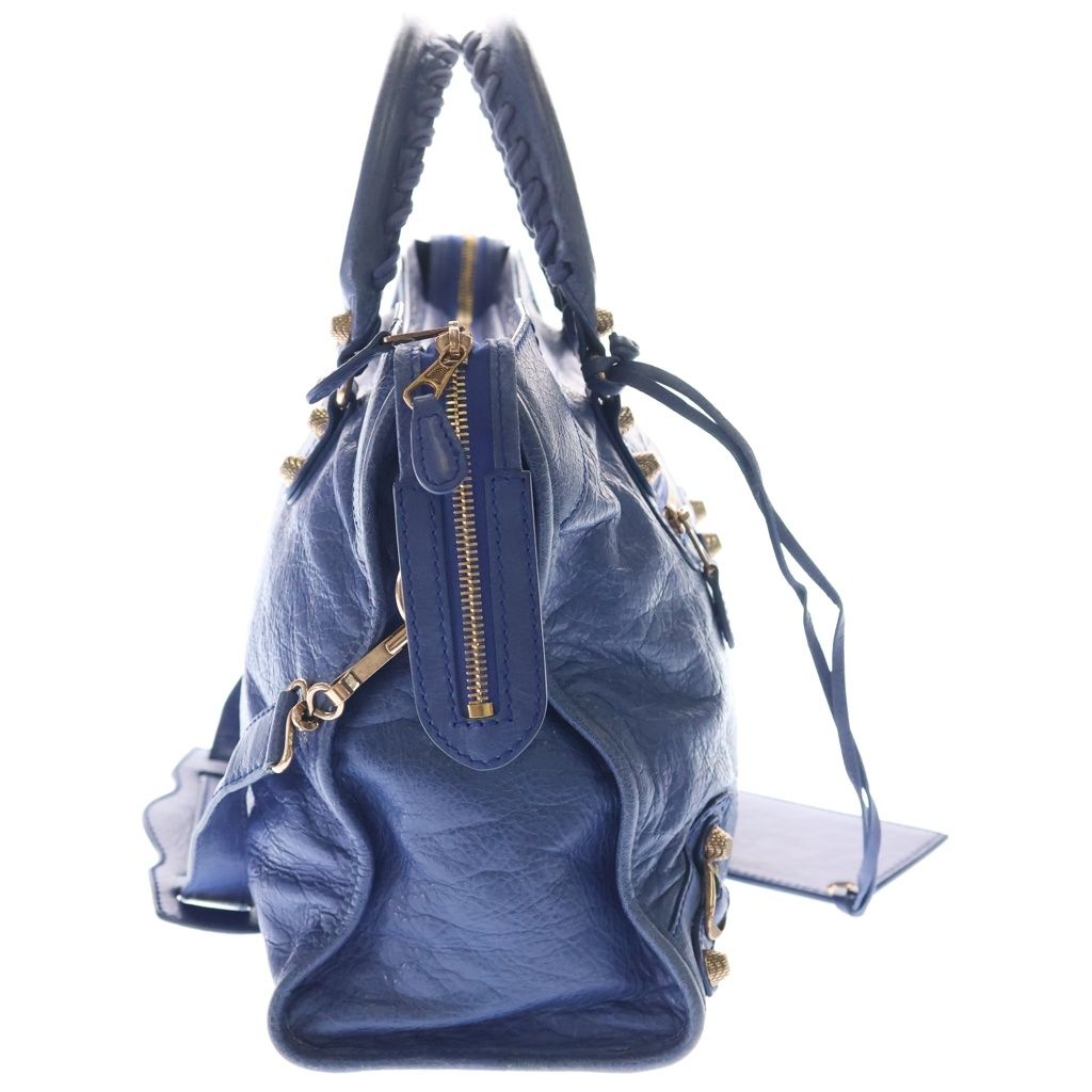 Balenciaga Giant City 2-Way Shoulder Bag Blue Leather Pink Gold — view 3