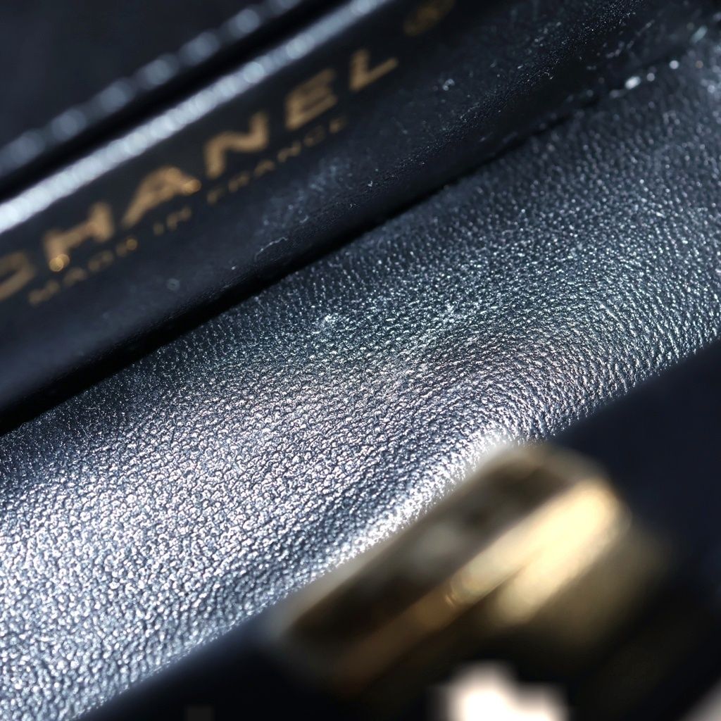 Chanel Mini Boy Shoulder Bag Chain Black Leather Gold — view 5