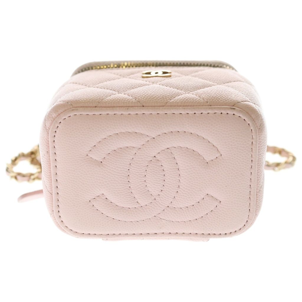 Chanel Mini Vanity Chain Shoulder Bag Pink Caviar Leather Gold — view 4