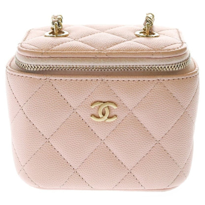Chanel Mini Vanity Chain Shoulder Bag Pink Caviar Leather Gold