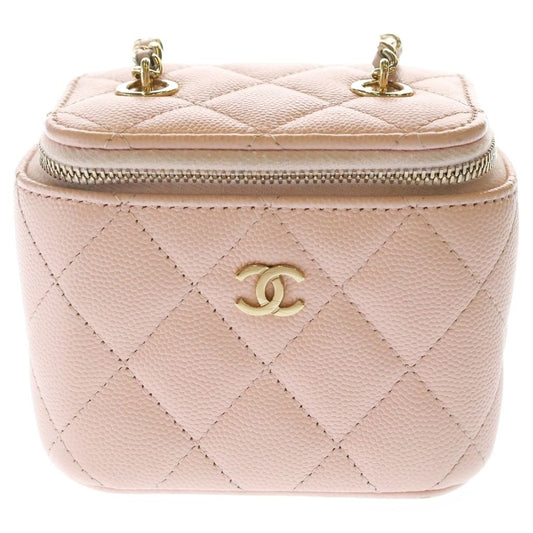 Chanel Mini Vanity Chain Shoulder Bag Pink Caviar Leather Gold