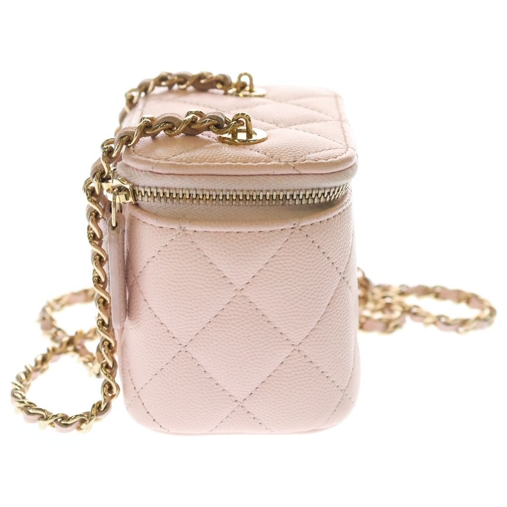 Chanel Mini Vanity Chain Shoulder Bag Pink Caviar Leather Gold — view 3