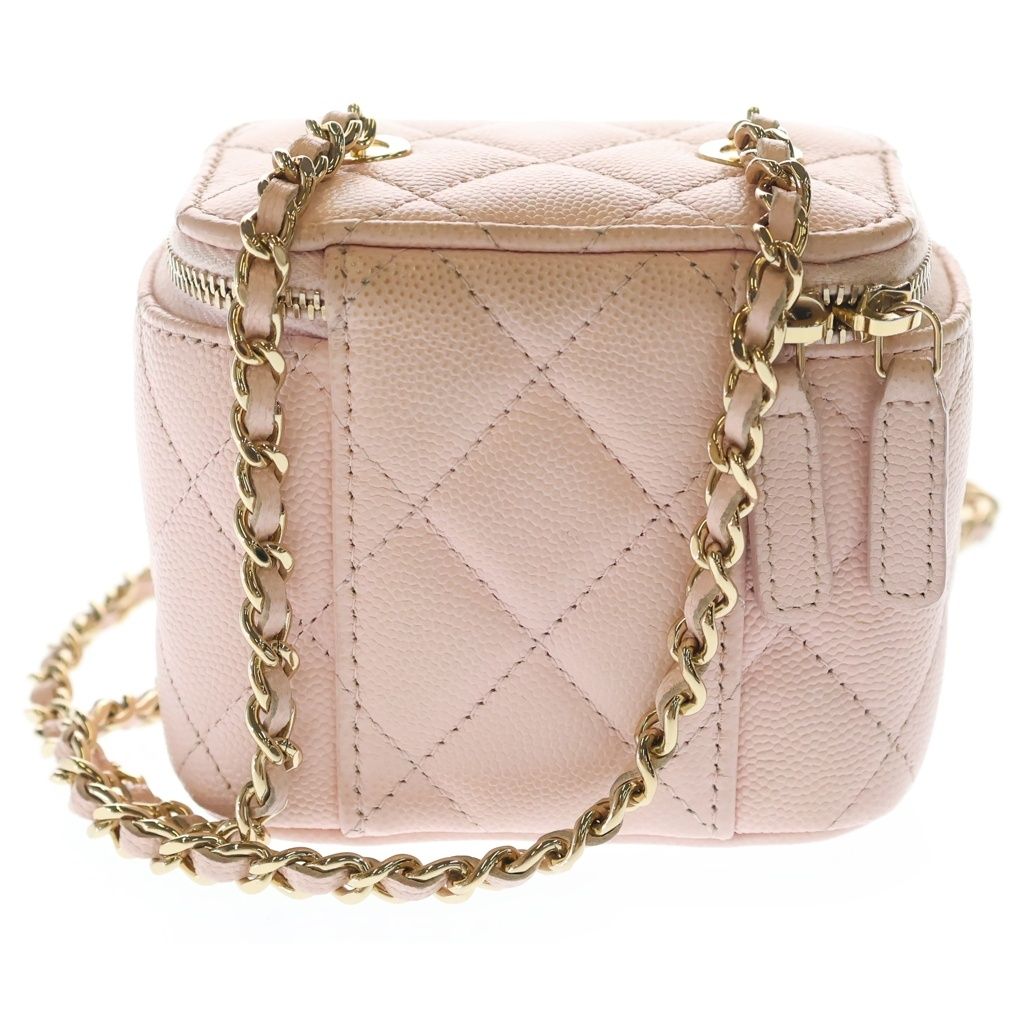 Chanel Mini Vanity Chain Shoulder Bag Pink Caviar Leather Gold — view 2