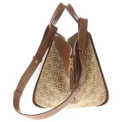 Loewe Hammock Small Shoulder Bag Brown Leather Canvas Gold — view 3