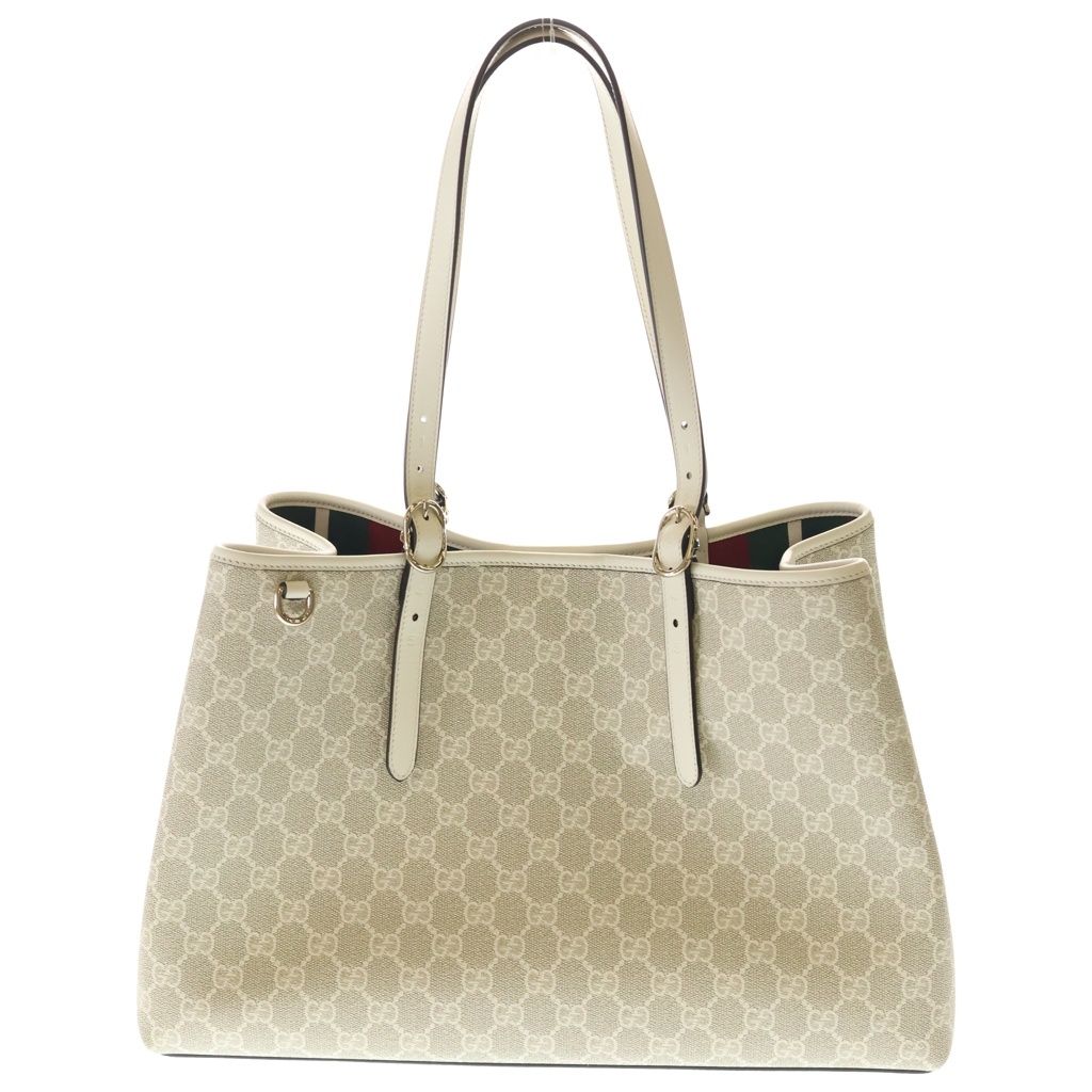 Gucci GG Emblem Large Tote Supreme Canvas Leather Beige White Gold — view 2