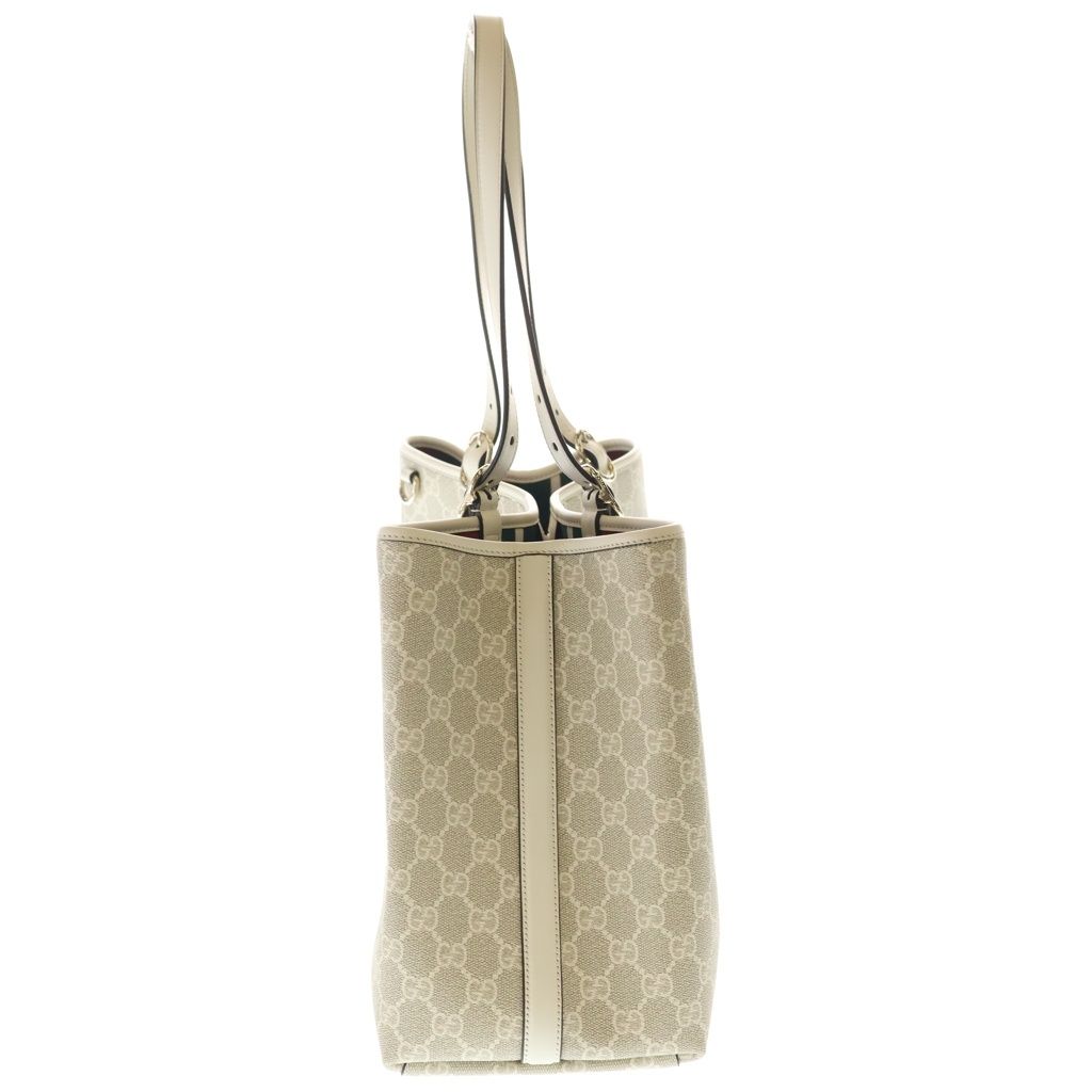 Gucci GG Emblem Large Tote Supreme Canvas Leather Beige White Gold — view 3
