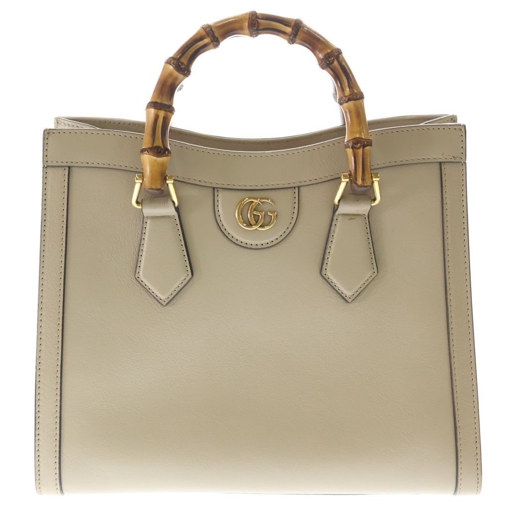 Gucci Diana Bamboo GG Marmont Leather 2-Way Bag Gold Beige