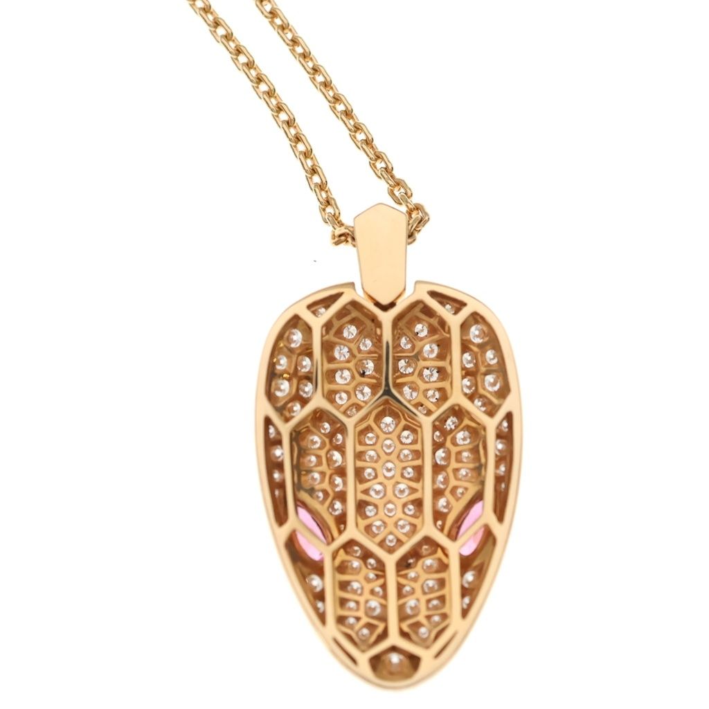 Bvlgari Serpenti Sedutto Ri Necklace Diamond Rubellite Pink Gold — view 5