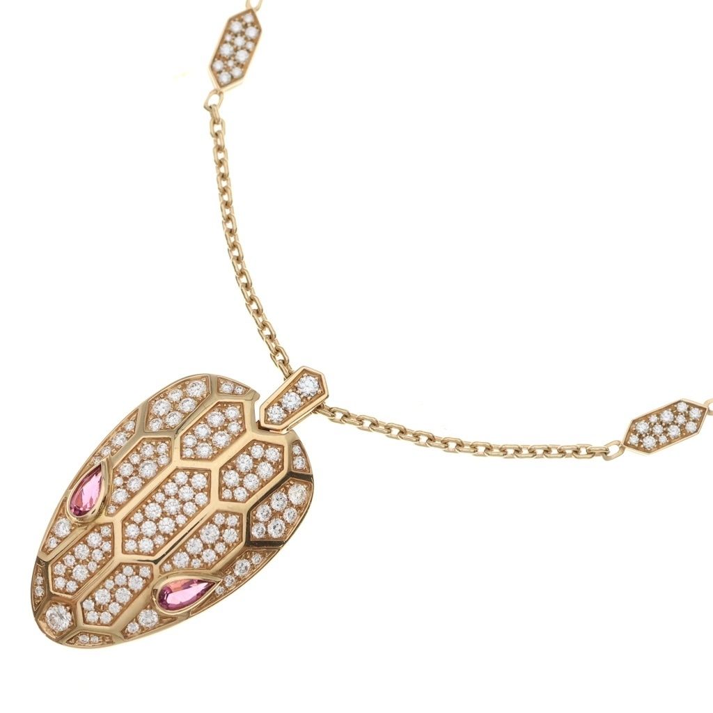 Bvlgari Serpenti Sedutto Ri Necklace Diamond Rubellite Pink Gold