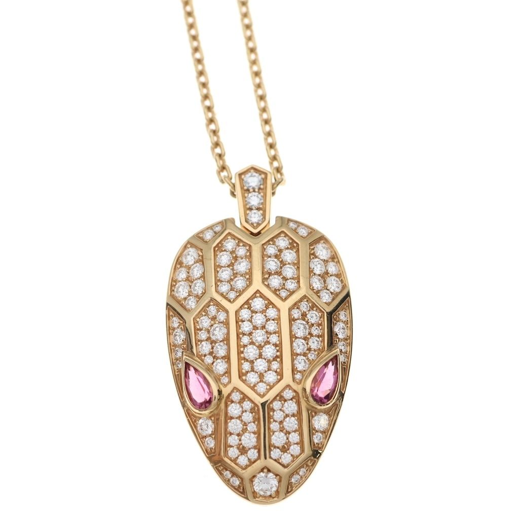 Bvlgari Serpenti Sedutto Ri Necklace Diamond Rubellite Pink Gold — view 3