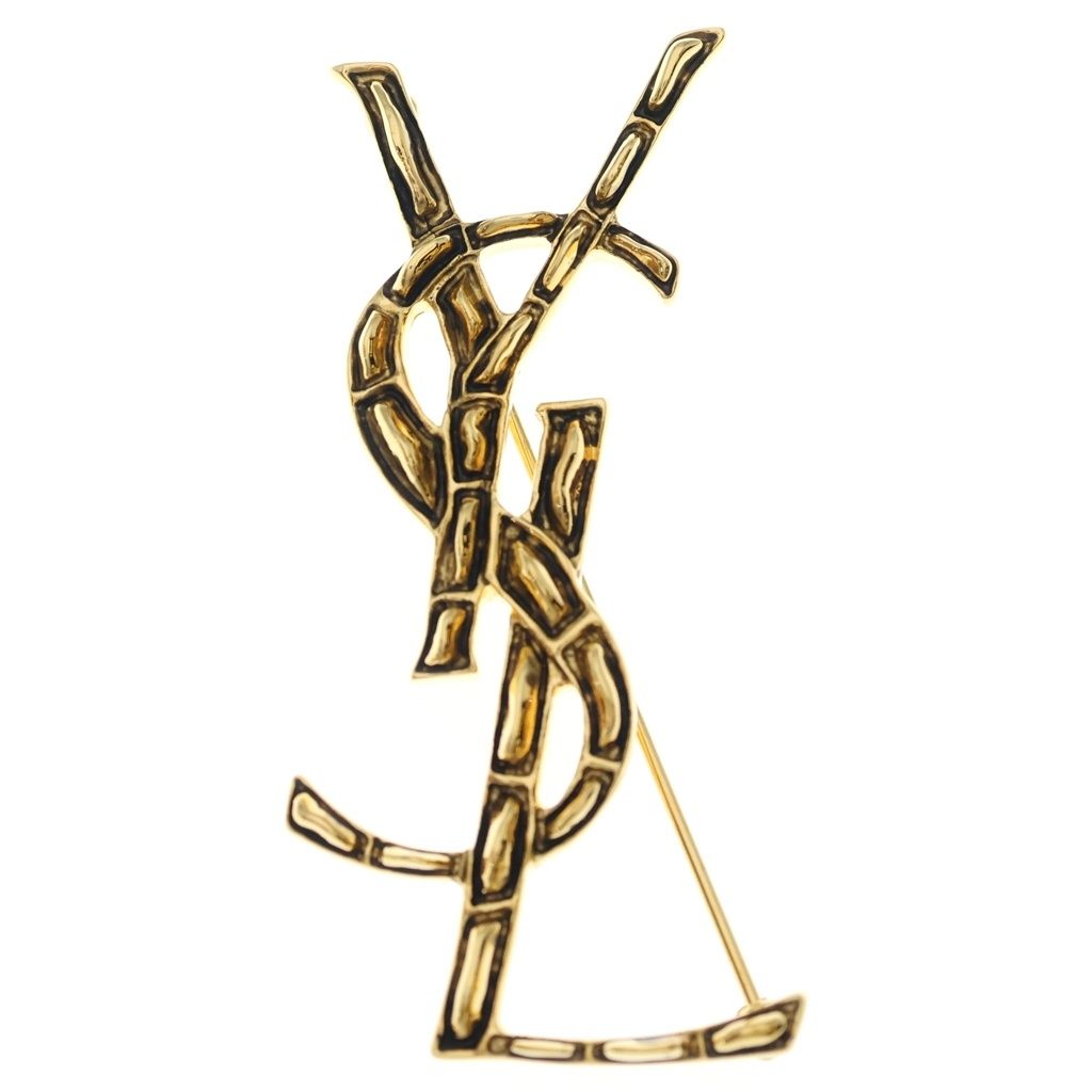 Saint Laurent Paris Opyum Brch Monogram YSL Cassandra Opium Brooch Gold