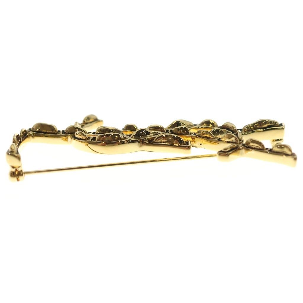 Saint Laurent Paris Opyum Brch Monogram YSL Cassandra Opium Brooch Gold — view 4