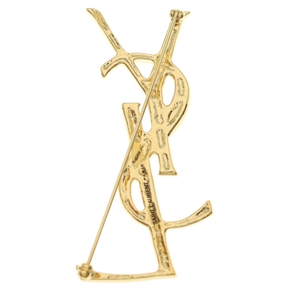 Saint Laurent Paris Opyum Brch Monogram YSL Cassandra Opium Brooch Gold — view 2