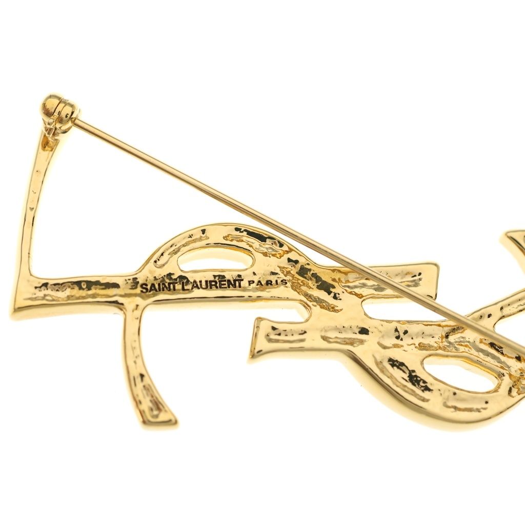 Saint Laurent Paris Opyum Brch Monogram YSL Cassandra Opium Brooch Gold — view 5