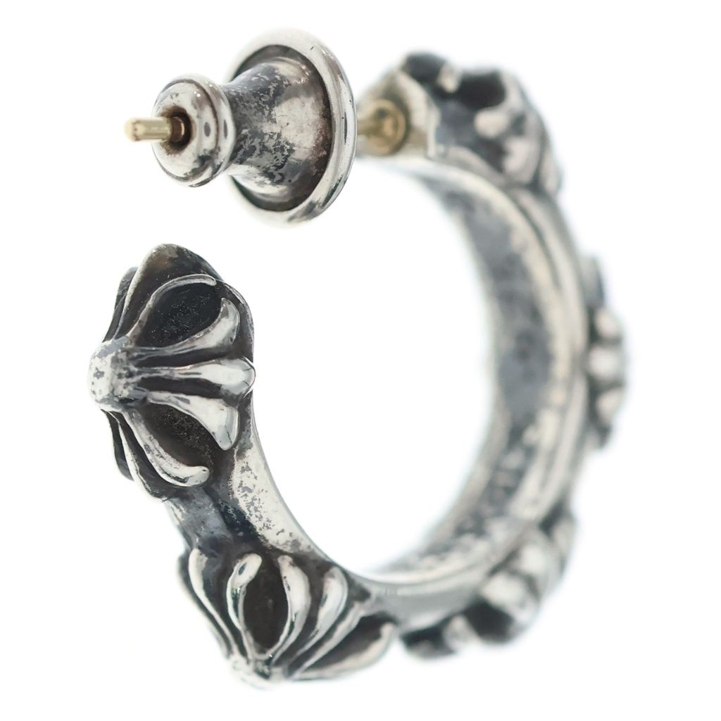 Chrome Hearts Hoop Cross Band Earrings Silver — view 2