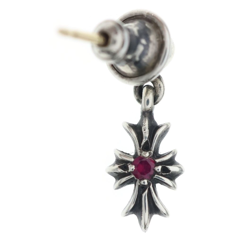 Chrome Hearts Tny CH Pls Ruby Tiny CH Plus Drop Earrings Silver — view 2