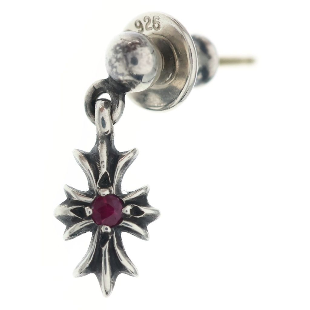 Chrome Hearts Tny CH Pls Ruby Tiny CH Plus Drop Earrings Silver