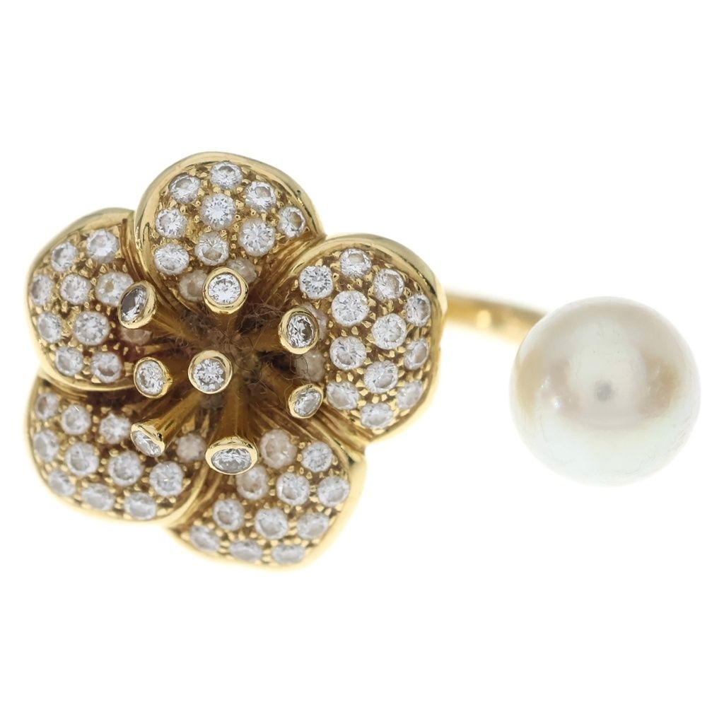 Van Cleef & Arpels Pearl Duo Ring Yellow Gold Diamond mm