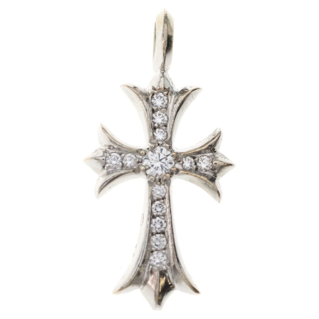 Chrome Hearts Tny Crsf P Dia Tiny Fat Cross Pave Diamond Pendant White Gold