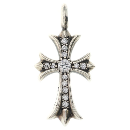 Chrome Hearts Tny Crsf P Dia Tiny Fat Cross Pave Diamond Pendant Silver