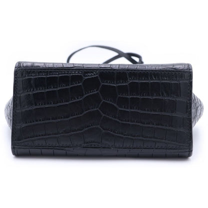 Saint Laurent Paris Raffia Mini Shoulder Bag Black Embossed Croco Leather — view 4