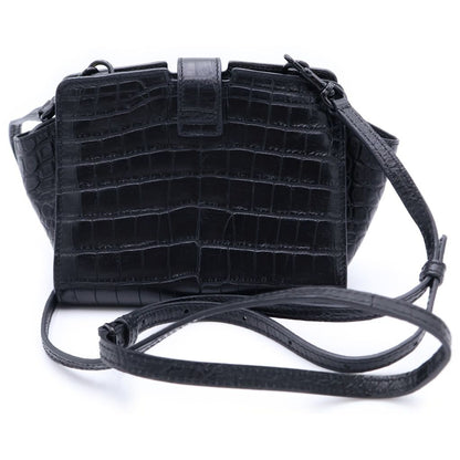 Saint Laurent Paris Raffia Mini Shoulder Bag Black Embossed Croco Leather — view 2