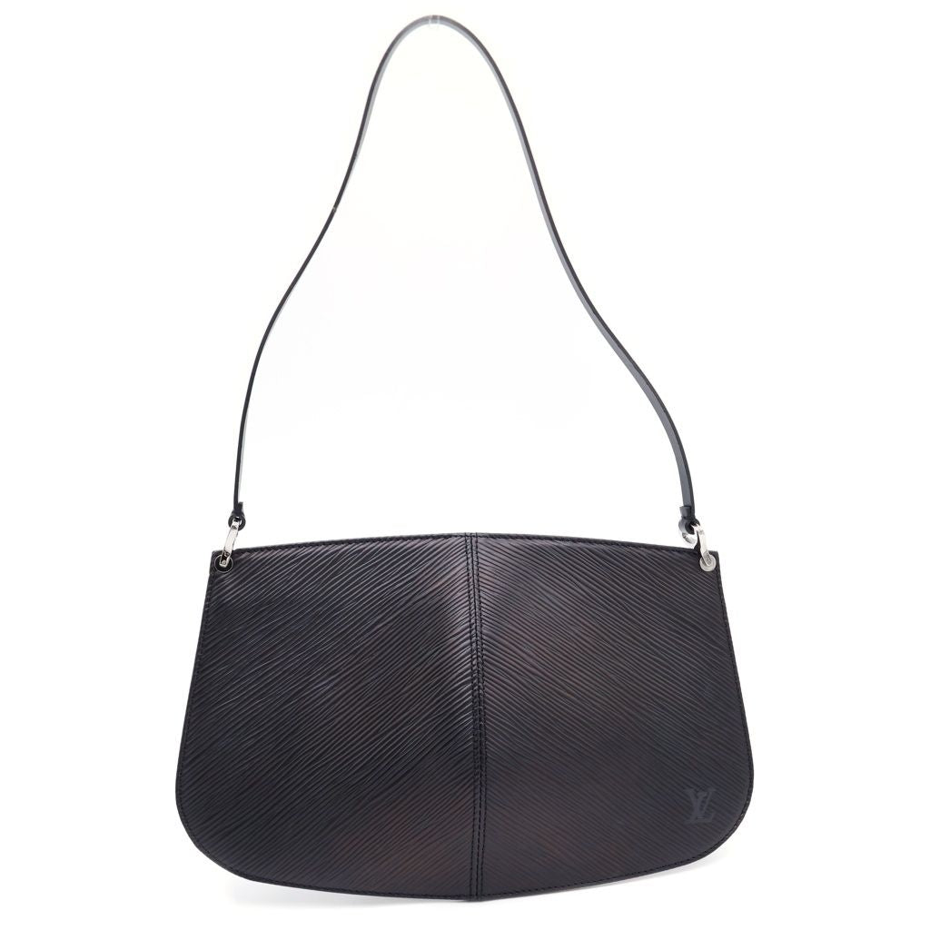 Louis Vuitton Epi Pochette Demi Lune One Mini Shoulder Bag Black Leather Silver