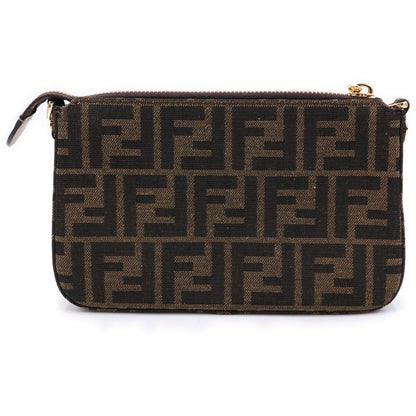 Fendi Zucca Slim Clutch Mini Shoulder Bag Brown Canvas Gold — view 2