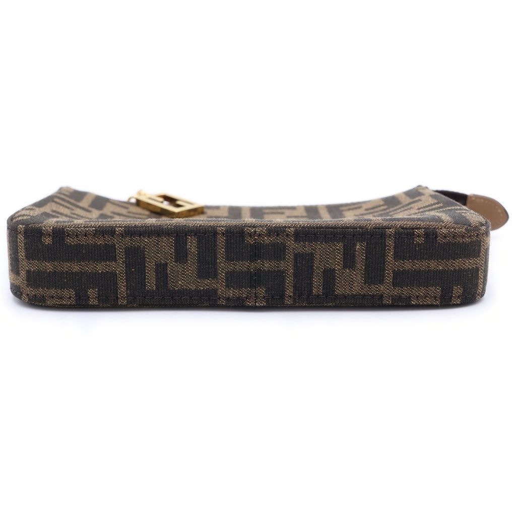 Fendi Zucca Slim Clutch Mini Shoulder Bag Brown Canvas Gold — view 4