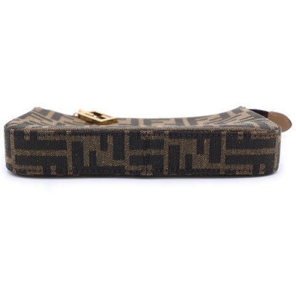 Fendi Zucca Slim Clutch Mini Shoulder Bag Brown Canvas Gold — view 4