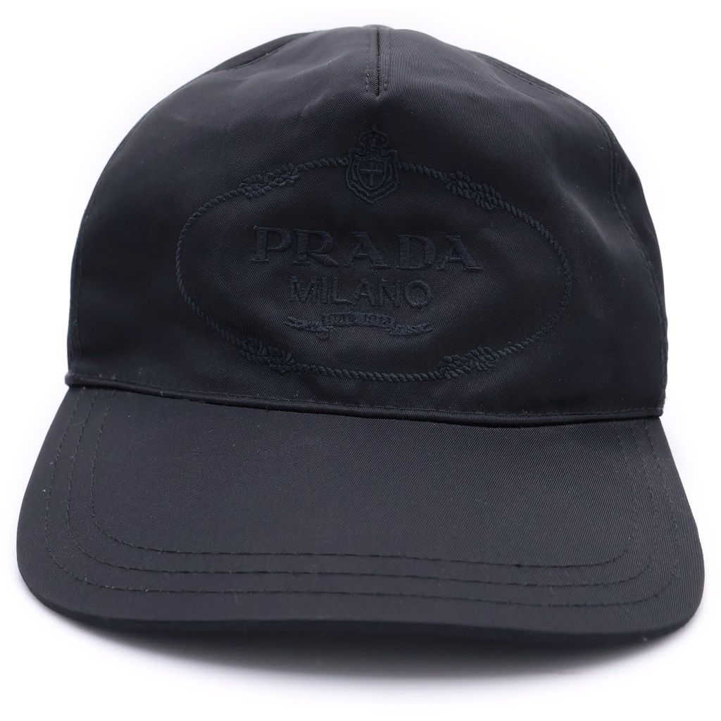 Prada Re-Nylon Logo Embroidery Baseball Cap Hat Black — view 4