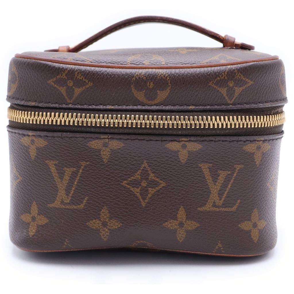 Louis Vuitton Monogram Nice Nano Case Pouch Brown Leather Gold