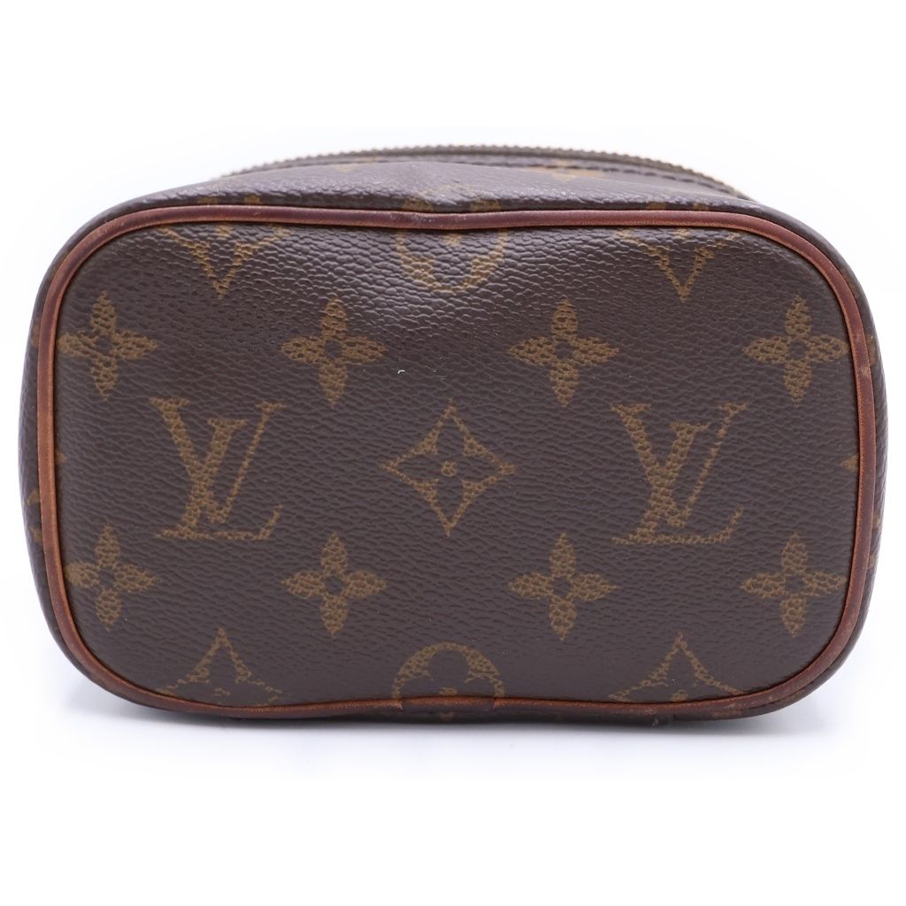 Louis Vuitton Monogram Nice Nano Case Pouch Brown Leather Gold — view 4