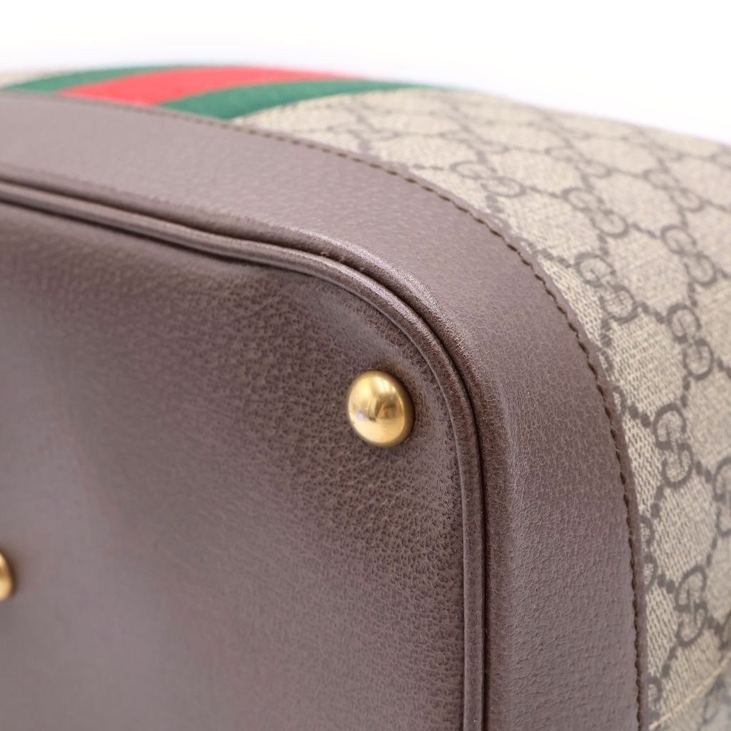 Gucci GG Supreme Mini Boston Bag Yellow Beige Brown Leather Gold — view 5