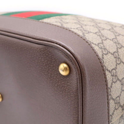 Gucci GG Supreme Mini Boston Bag Yellow Beige Brown Leather Gold — view 5